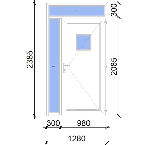Műanyag bejárati ajtó 130x240 jobbos Washington 1 üveges 2 rétegű üveggel, 5 kamrás fehér