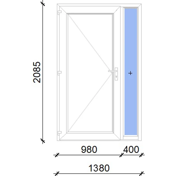 Műanyag bejárati ajtó 140x210 balos Delaware tömör 2 rétegű üveggel és hőszigetelt panellel 5 kamrás fehér