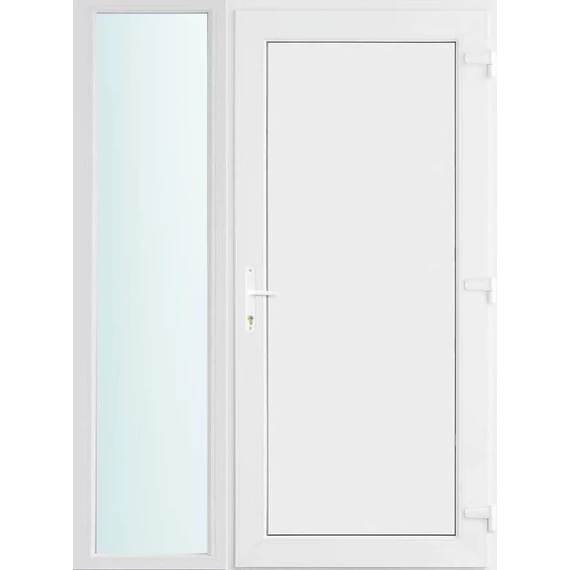 Műanyag bejárati ajtó 140x210 jobbos Delaware tömör 2 rétegű üveggel és hőszigetelt panellel 5 kamrás fehér