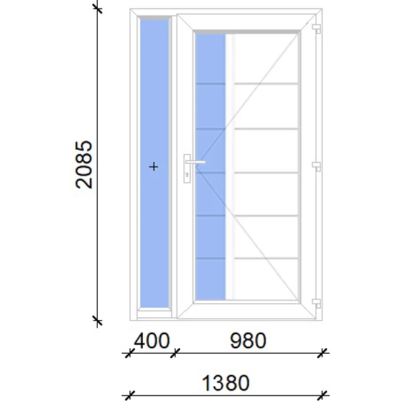 Műanyag bejárati ajtó 140x210 jobbos Indiana 1 üveges 2 rétegű üveggel, 5 kamrás fehér