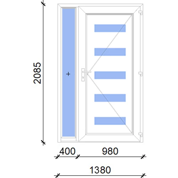 Műanyag bejárati ajtó 140x210 jobbos Jacksonville 5 üveges 2 rétegű üveggel, 5 kamrás fehér