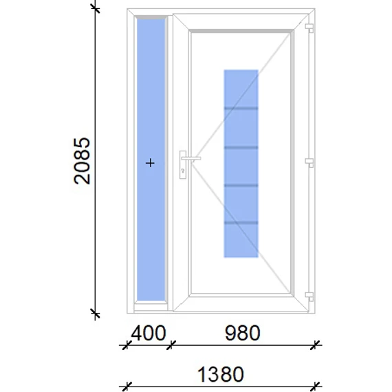 Műanyag bejárati ajtó 140x210 jobbos Maryland 1 üveges 2 rétegű üveggel, 5 kamrás fehér