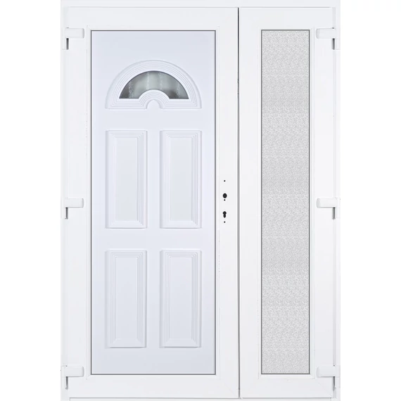Műanyag bejárati ajtó 140x210 balos aszimmetrikusan nyíló Miami 1 üveges 5 kamrás fehér