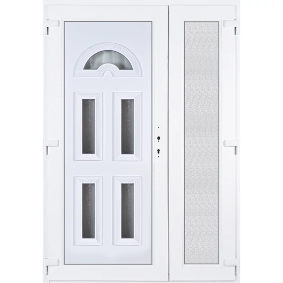 Műanyag bejárati ajtó 140x210 balos aszimmetrikusan nyíló Miami 5 üveges 5 kamrás fehér