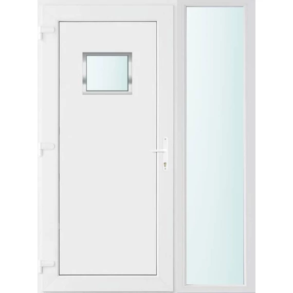 Műanyag bejárati ajtó 140x210 balos Washington 1 üveges 2 rétegű üveggel és hőszigetelt panellel 5 kamrás fehér