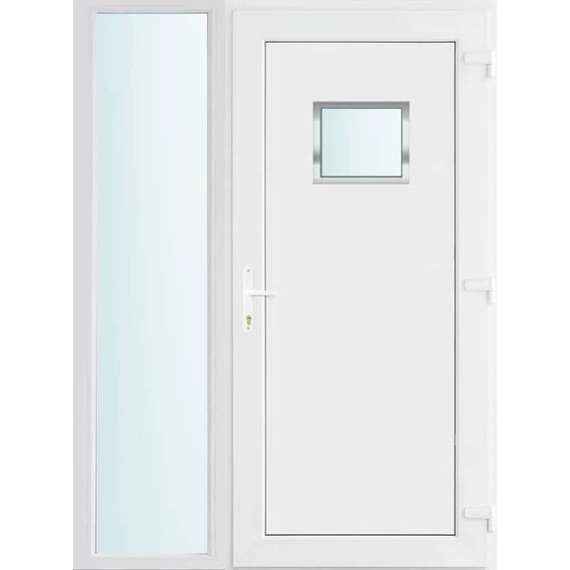 Műanyag bejárati ajtó 140x210 jobbos Washington 1 üveges 2 rétegű üveggel és hőszigetelt panellel 5 kamrás fehér