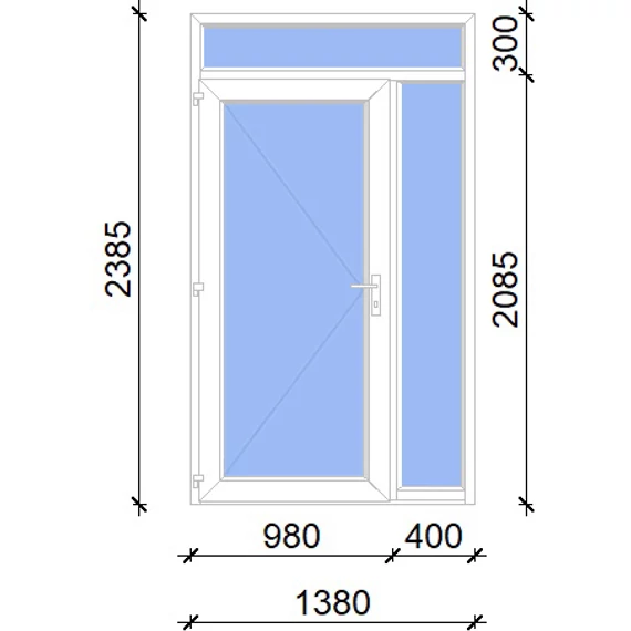 Műanyag bejárati ajtó 140x240 balos Baltimore üveges 2 rétegű üveggel, 5 kamrás fehér