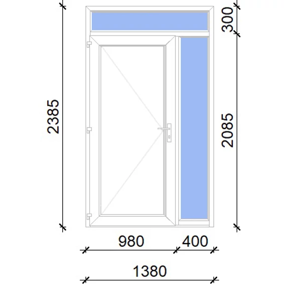 Műanyag bejárati ajtó 140x240 balos Delaware tömör 2 rétegű üveggel, 5 kamrás fehér