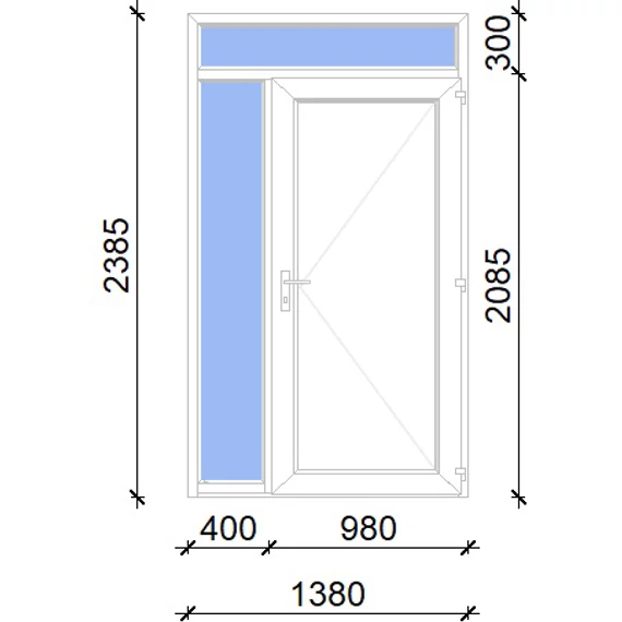 Műanyag bejárati ajtó 140x240 jobbos Delaware tömör 2 rétegű üveggel, 5 kamrás fehér