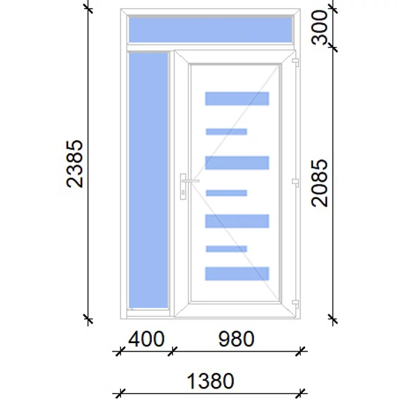 Műanyag bejárati ajtó 140x240 jobbos Georgia 7 üveges 2 rétegű üveggel, 5 kamrás fehér