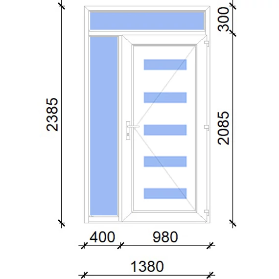 Műanyag bejárati ajtó 140x240 jobbos Jacksonville 5 üveges 2 rétegű üveggel, 5 kamrás fehér