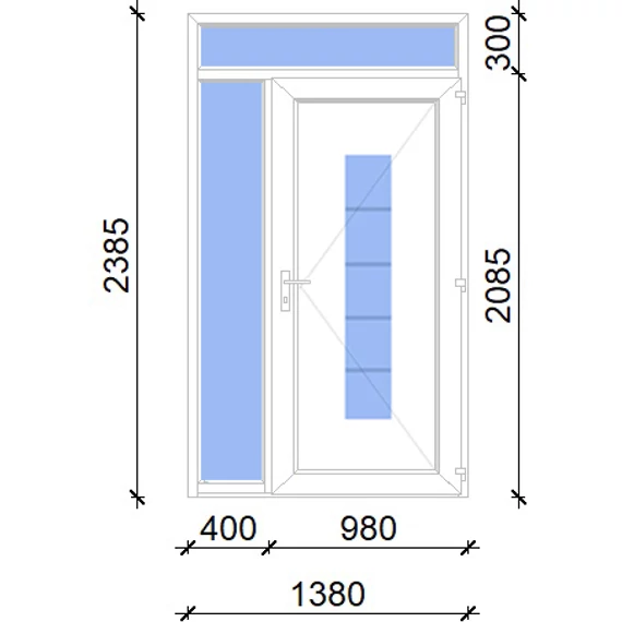 Műanyag bejárati ajtó 140x240 jobbos Maryland 1 üveges 2 rétegű üveggel, 5 kamrás fehér