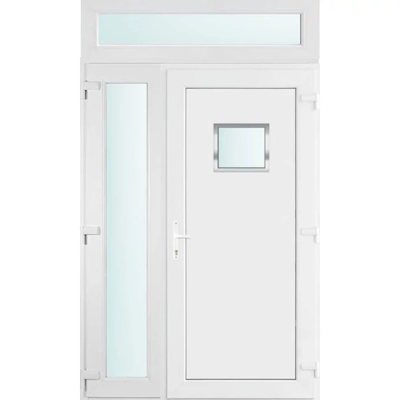 Műanyag bejárati ajtó 140x240 jobbos Washington 1 üveges 2 rétegű üveggel és hőszigetelt panellel 5 kamrás fehér