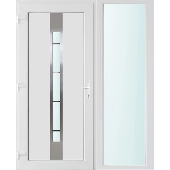 Műanyag bejárati ajtó 150x210 balos Manhattan 1 üveges 3 rétegű üveggel és hőszigetelt panellel 5 kamrás fehér