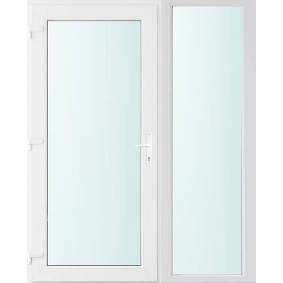 Műanyag bejárati ajtó 150x210 balos Baltimore üveges 2 rétegű üveggel és hőszigetelt panellel 5 kamrás fehér