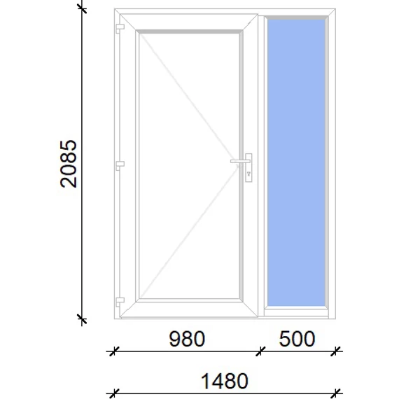 Műanyag bejárati ajtó 150x210 balos Delaware tömör 2 rétegű üveggel, 5 kamrás fehér