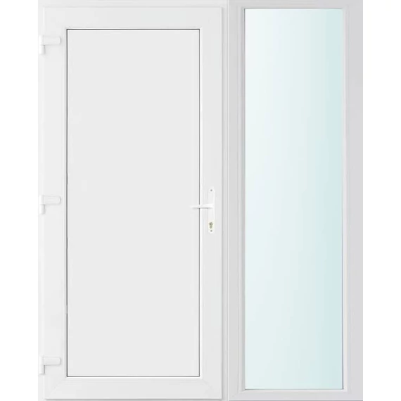 Műanyag bejárati ajtó 150x210 balos Delaware tömör 2 rétegű üveggel és hőszigetelt panellel 5 kamrás fehér