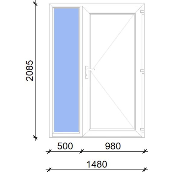 Műanyag bejárati ajtó 150x210 jobbos Delaware tömör 2 rétegű üveggel, 5 kamrás fehér