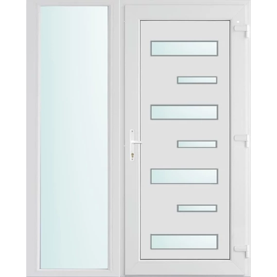 Műanyag bejárati ajtó 150x210 jobbos Georgia 7 üveges 2 rétegű üveggel és hőszigetelt panellel 5 kamrás fehér