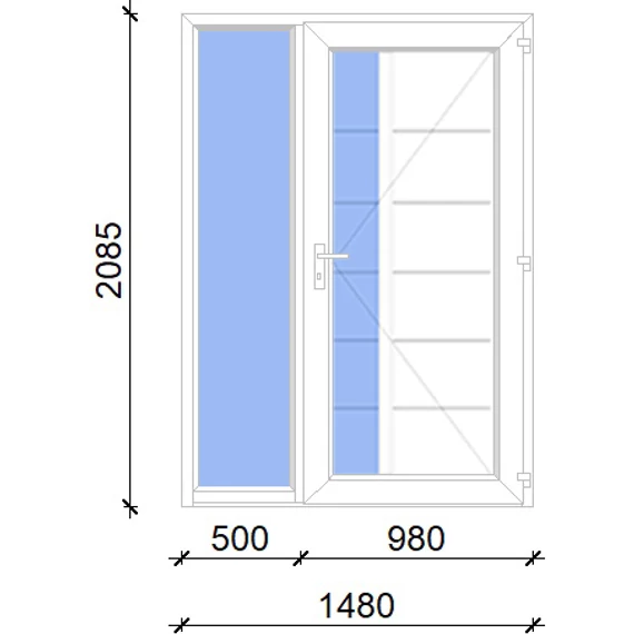 Műanyag bejárati ajtó 150x210 jobbos Indiana 1 üveges 2 rétegű üveggel, 5 kamrás fehér