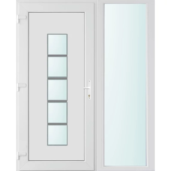 Műanyag bejárati ajtó 150x210 balos Maryland 1 üveges 2 rétegű üveggel és hőszigetelt panellel 5 kamrás fehér