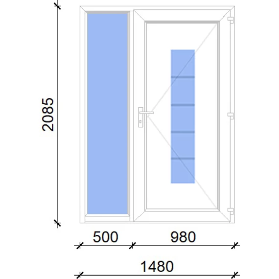 Műanyag bejárati ajtó 150x210 jobbos Maryland 1 üveges 2 rétegű üveggel, 5 kamrás fehér