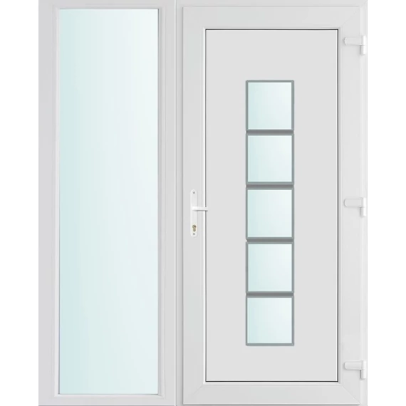 Műanyag bejárati ajtó 150x210 jobbos Maryland 1 üveges 2 rétegű üveggel és hőszigetelt panellel 5 kamrás fehér