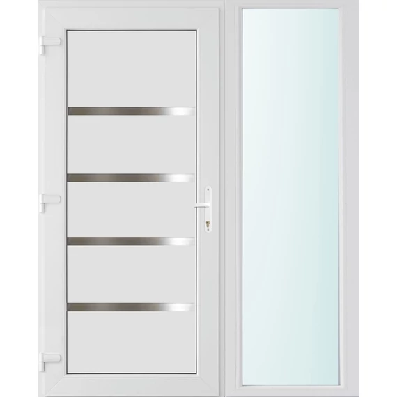 Műanyag bejárati ajtó 150x210 balos Norfolk tömör 2 rétegű üveggel és hőszigetelt panellel 5 kamrás fehér