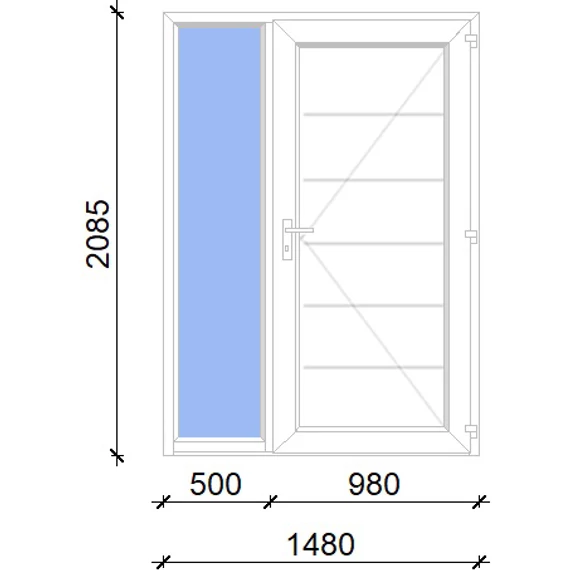 Műanyag bejárati ajtó 150x210 jobbos Norfolk tömör 2 rétegű üveggel, 5 kamrás fehér