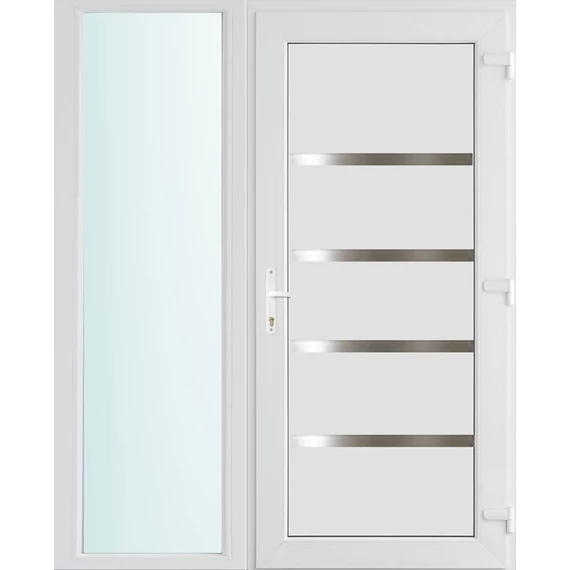 Műanyag bejárati ajtó 150x210 jobbos Norfolk tömör 3 rétegű üveggel és hőszigetelt panellel 5 kamrás fehér