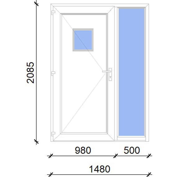 Műanyag bejárati ajtó 150x210 balos Washington 1 üveges 2 rétegű üveggel, 5 kamrás fehér
