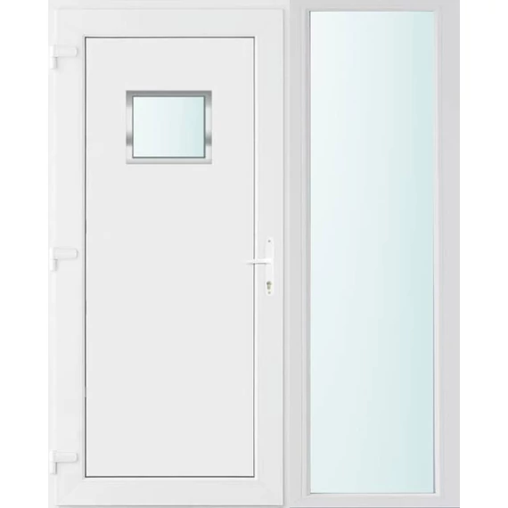 Műanyag bejárati ajtó 150x210 balos Washington 1 üveges 2 rétegű üveggel és hőszigetelt panellel 5 kamrás fehér