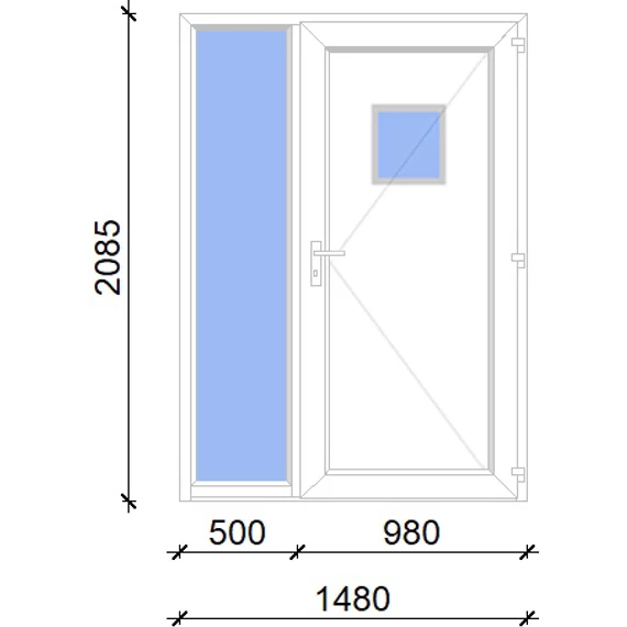 Műanyag bejárati ajtó 150x210 jobbos Washington 1 üveges 2 rétegű üveggel, 5 kamrás fehér
