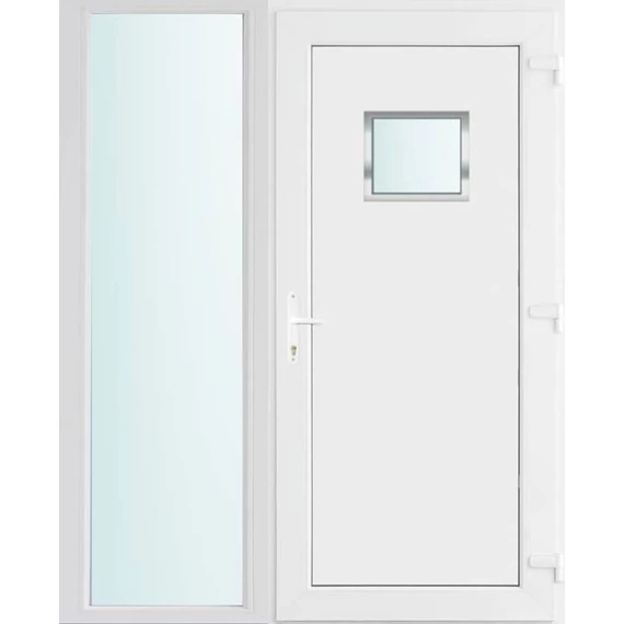 Műanyag bejárati ajtó 150x210 jobbos Washington 1 üveges 2 rétegű üveggel és hőszigetelt panellel 5 kamrás fehér