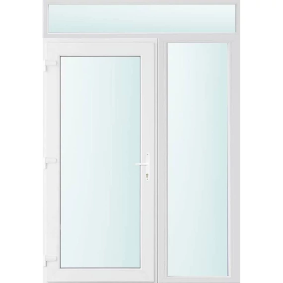 Műanyag bejárati ajtó 150x240 balos Baltimore üveges 2 rétegű üveggel és hőszigetelt panellel 5 kamrás fehér