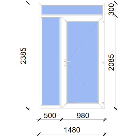 Műanyag bejárati ajtó 150x240 jobbos Baltimore üveges 2 rétegű üveggel, 5 kamrás fehér