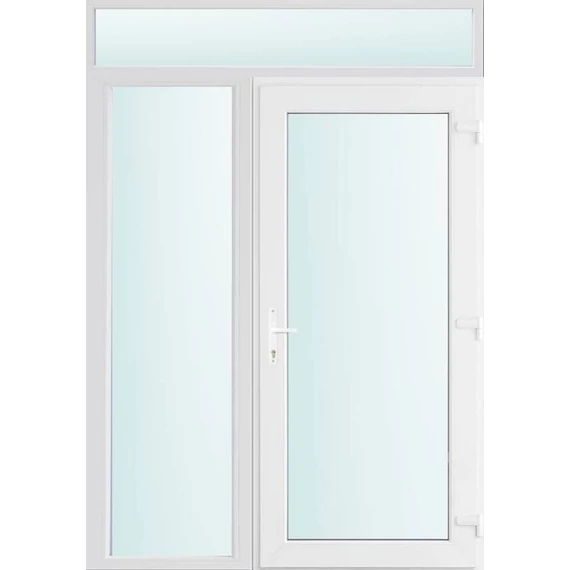 Műanyag bejárati ajtó 150x240 jobbos Baltimore üveges 2 rétegű üveggel és hőszigetelt panellel 5 kamrás fehér