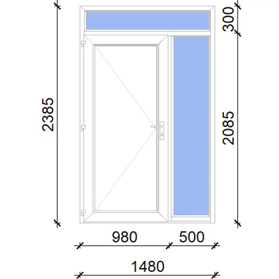 Műanyag bejárati ajtó 150x240 balos Delaware tömör 2 rétegű üveggel, 5 kamrás fehér
