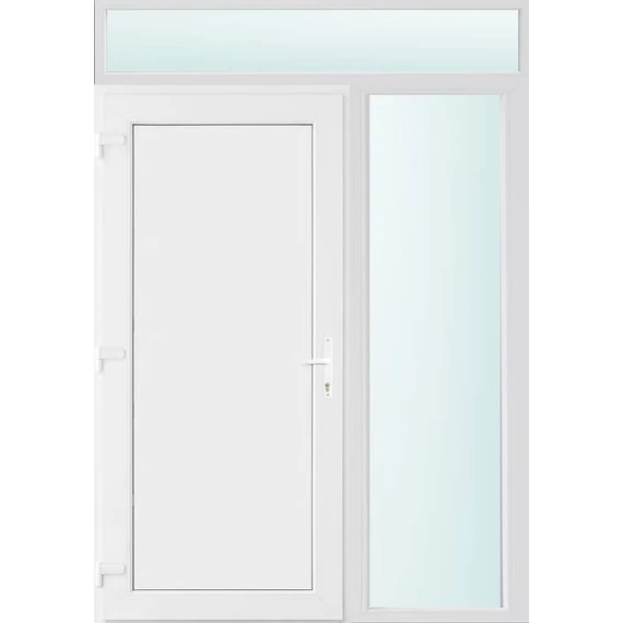 Műanyag bejárati ajtó 150x240 balos Delaware tömör 2 rétegű üveggel és hőszigetelt panellel 5 kamrás fehér