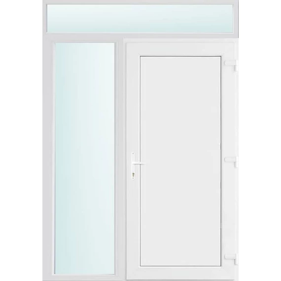 Műanyag bejárati ajtó 150x240 jobbos Delaware tömör 2 rétegű üveggel és hőszigetelt panellel 5 kamrás fehér