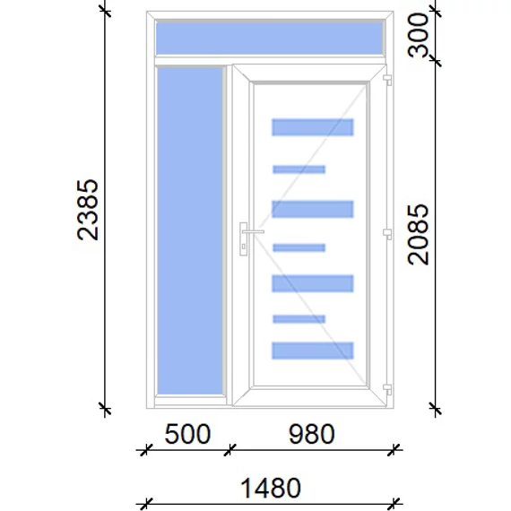 Műanyag bejárati ajtó 150x240 jobbos Georgia 7 üveges 2 rétegű üveggel, 5 kamrás fehér