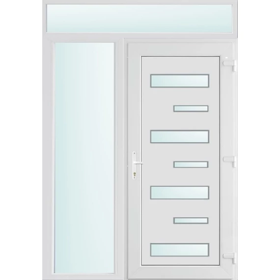 Műanyag bejárati ajtó 150x240 jobbos Georgia 7 üveges 2 rétegű üveggel és hőszigetelt panellel 5 kamrás fehér