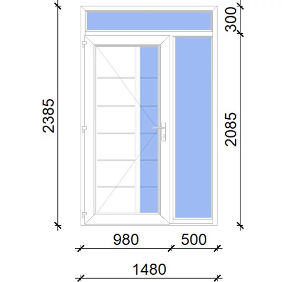 Műanyag bejárati ajtó 150x240 balos Indiana 1 üveges 2 rétegű üveggel, 5 kamrás fehér