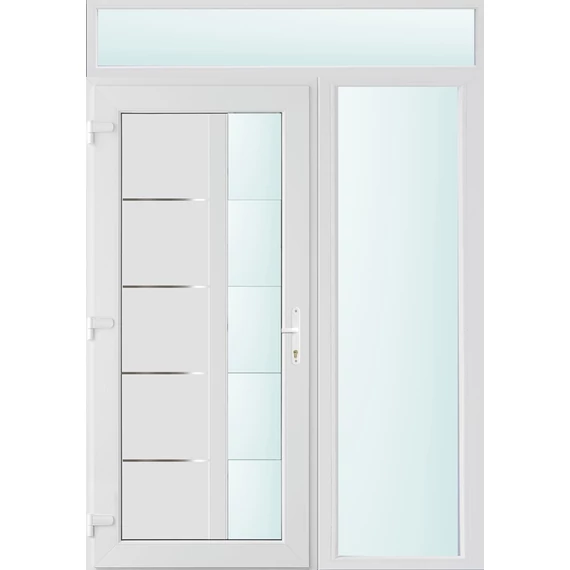 Műanyag bejárati ajtó 150x240 balos Indiana 1 üveges 2 rétegű üveggel és hőszigetelt panellel 5 kamrás fehér