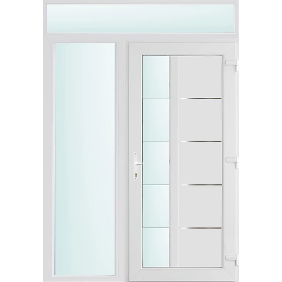 Műanyag bejárati ajtó 150x240 jobbos Indiana 1 üveges 2 rétegű üveggel és hőszigetelt panellel 5 kamrás fehér