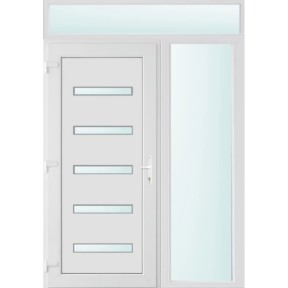 Műanyag bejárati ajtó 150x240 balos Jacksonville 5 üveges 2 rétegű üveggel és hőszigetelt panellel 5 kamrás fehér