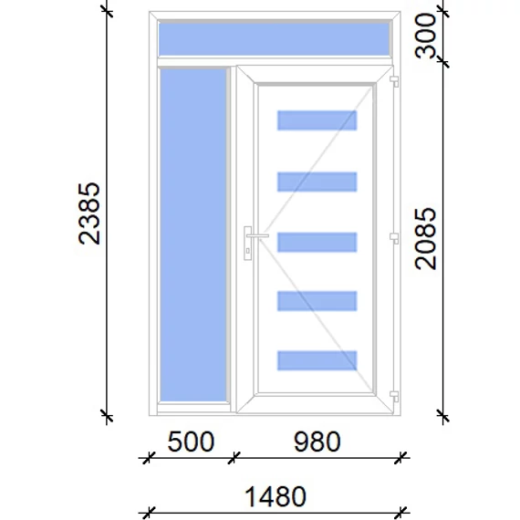 Műanyag bejárati ajtó 150x240 jobbos Jacksonville 5 üveges 2 rétegű üveggel, 5 kamrás fehér