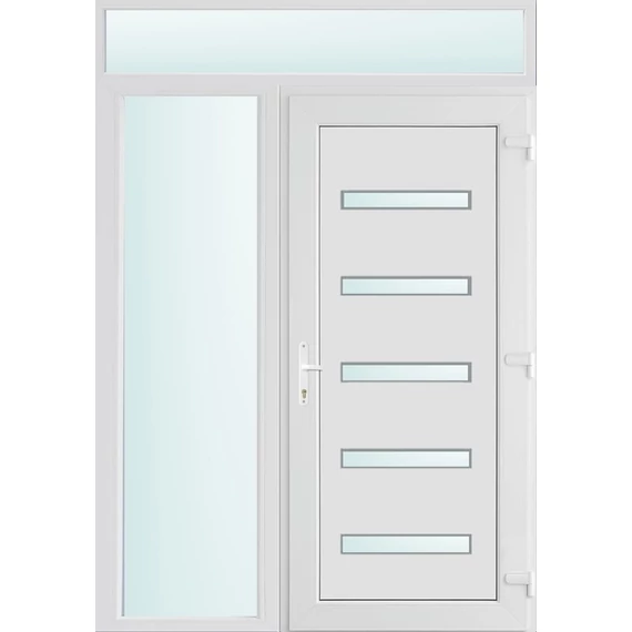 Műanyag bejárati ajtó 150x240 jobbos Jacksonville 5 üveges 2 rétegű üveggel és hőszigetelt panellel 5 kamrás fehér