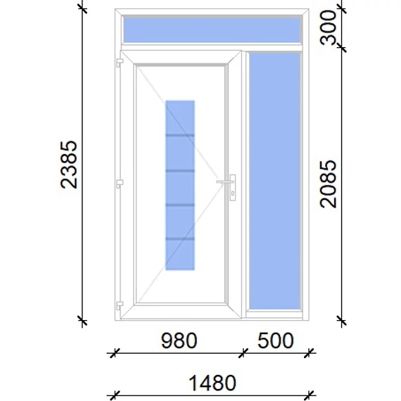 Műanyag bejárati ajtó 150x240 balos Maryland 1 üveges 2 rétegű üveggel, 5 kamrás fehér