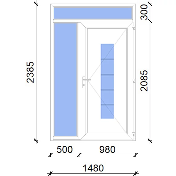 Műanyag bejárati ajtó 150x240 jobbos Maryland 1 üveges 2 rétegű üveggel, 5 kamrás fehér